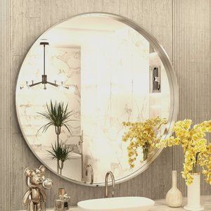 30" Circle Brushed Nickle Mirror